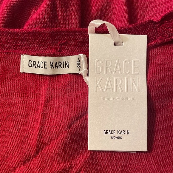 Grace Karin Long Cardigan Size 2XL Red - Picture 8 of 13